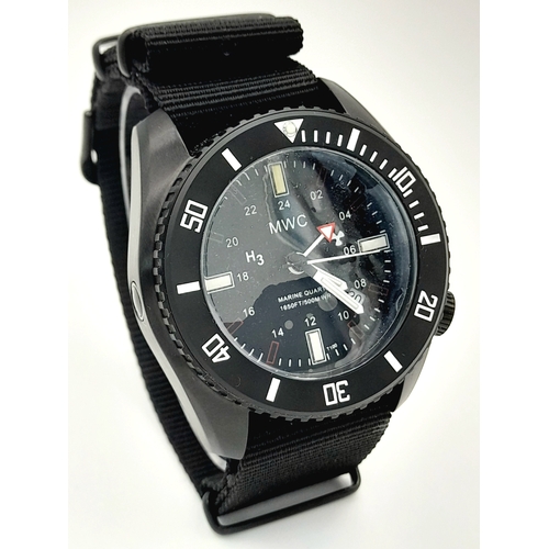 1344 - A MWC (Military Watch Company), Full Mil Spec, 500 Metre PVD Submarine Crew Watch. 45mm Case. Helium... 