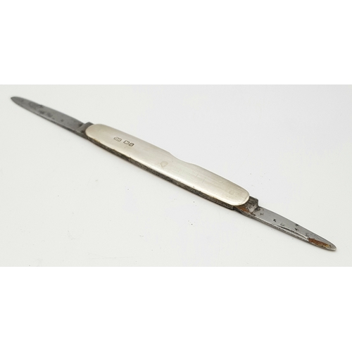 1641 - An Antique Hallmarked 1918 Silver Cased Double Bladed Penknife. Unfolded Length 7.5cm. Made by Georg... 