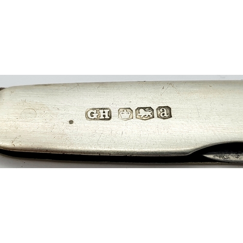 1641 - An Antique Hallmarked 1918 Silver Cased Double Bladed Penknife. Unfolded Length 7.5cm. Made by Georg... 