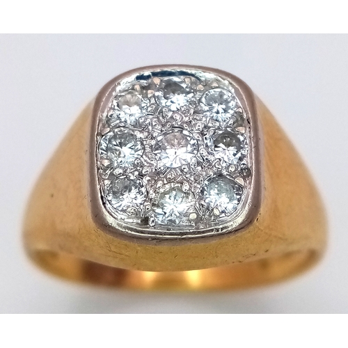 30 - AN 18K YELLOW GOLD DIAMOND SET SIGNET RING 0.35CT , 5.1G TOTAL WEIGHT, SIZE O. Ref: SC 4072