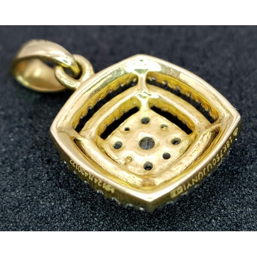 63 - AN 18K YELLOW GOLD DIAMOND SET PENDANT. 0.30CT ,  1.1G TOTAL WEIGHT, 17MM X 10MM. Ref: SC 3056