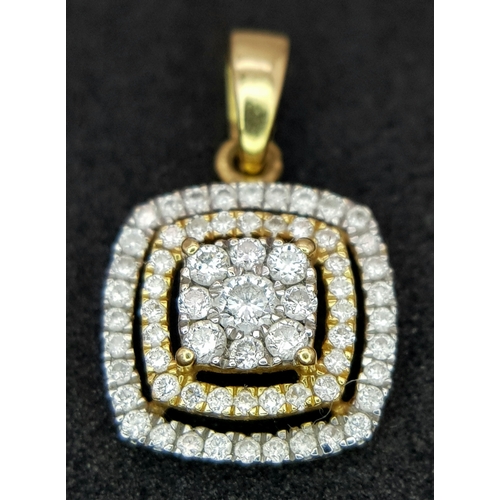 63 - AN 18K YELLOW GOLD DIAMOND SET PENDANT. 0.30CT ,  1.1G TOTAL WEIGHT, 17MM X 10MM. Ref: SC 3056