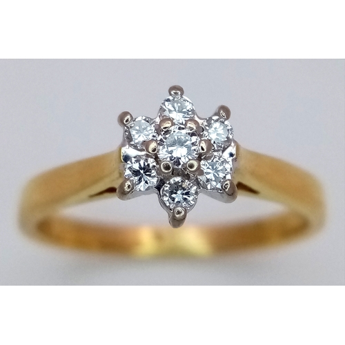 78 - AN 18K YELLOW GOLD DIAMOND CLUSTER RING 0.23CT 2.7G SIZE L. Ref: SC 4055