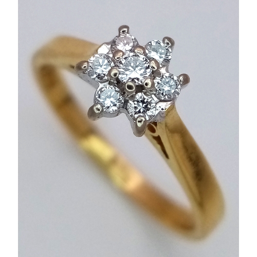 78 - AN 18K YELLOW GOLD DIAMOND CLUSTER RING 0.23CT 2.7G SIZE L. Ref: SC 4055