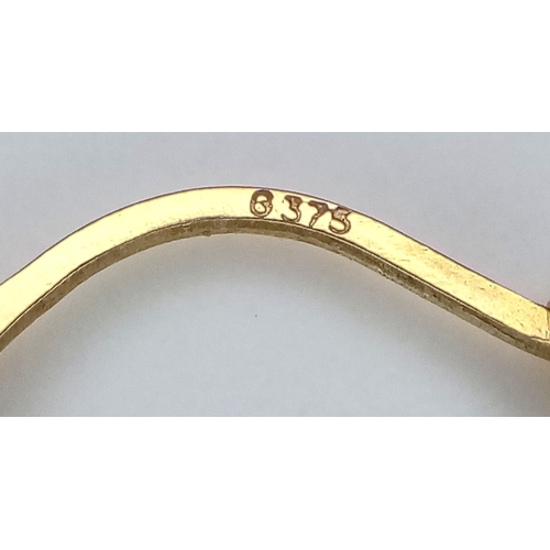 98 - A Pair of 9K Yellow Gold Creole Earrings. 2cm. Slightly misshapen so As found. 0.7g