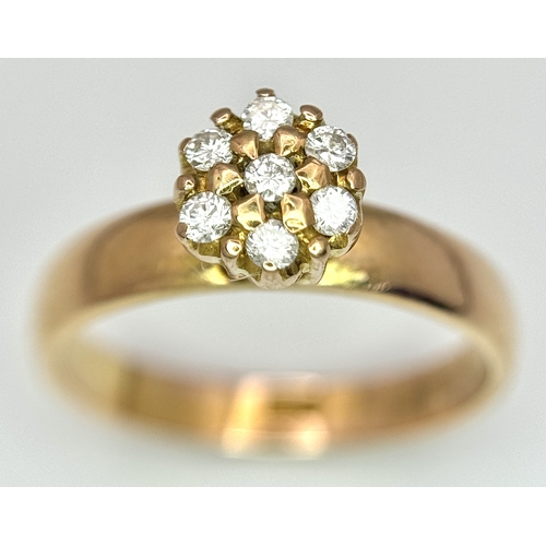 100 - AN 18K YELLOW GOLD DIAMOND SET RING 0.20CT , 3.4G TOTAL WEIGHT, SIZE K. Ref: SC 4042