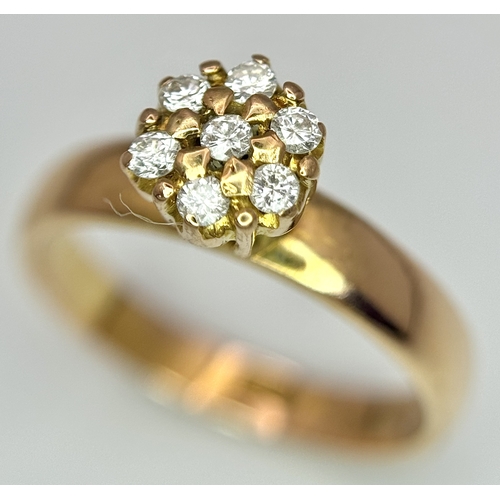 100 - AN 18K YELLOW GOLD DIAMOND SET RING 0.20CT , 3.4G TOTAL WEIGHT, SIZE K. Ref: SC 4042