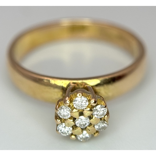 100 - AN 18K YELLOW GOLD DIAMOND SET RING 0.20CT , 3.4G TOTAL WEIGHT, SIZE K. Ref: SC 4042