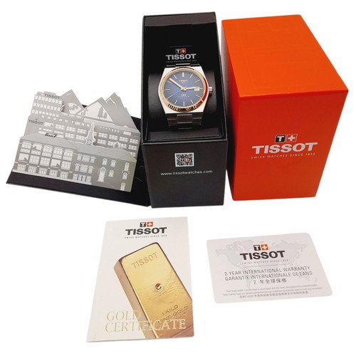 109 - A Tissot PRX Powermatic 80 Automatic Gents Watch. Stainless steel bracelet and case - 41mm. Blue dia... 