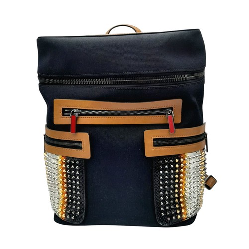 164 - A Christian Louboutin Apoloubi Backpack. Black canvas exterior with brown leather accents and gradie... 