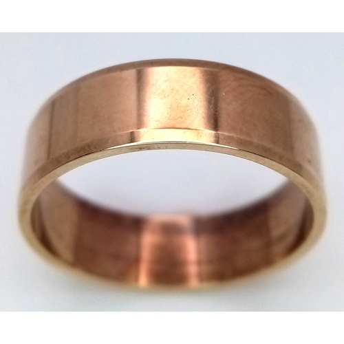 177 - A Vintage 9K Yellow Gold Band Ring. 6mm. Size T 1/2. 5.27g.