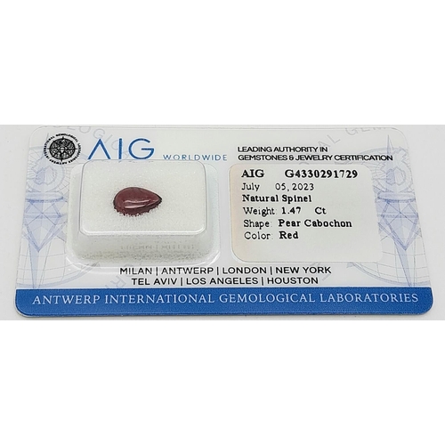 196 - A 1.47ct Spinel Gemstone - AIG Milan certified in a sealed container.