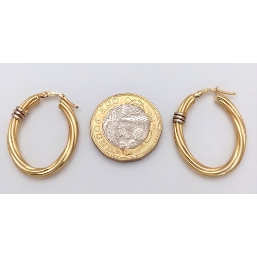 260 - A Pair of Italian 14K Gold Yellow Creole Earrings. 3cm. 3.54g