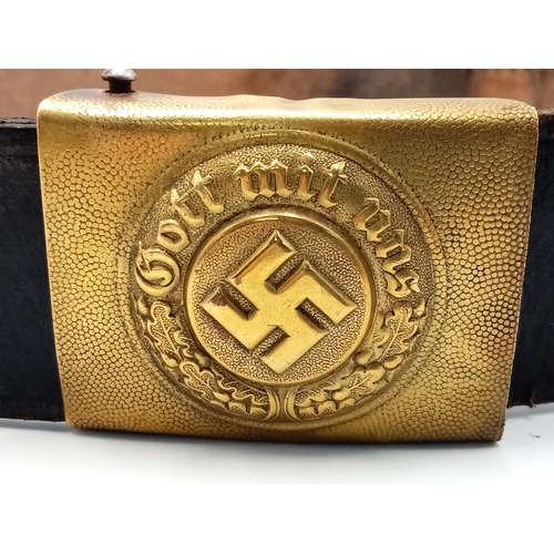 283 - A Rare Third Reich German Water Protection Police Belt Buckle - For Enlisted Ranks. Nicely gilded. I... 