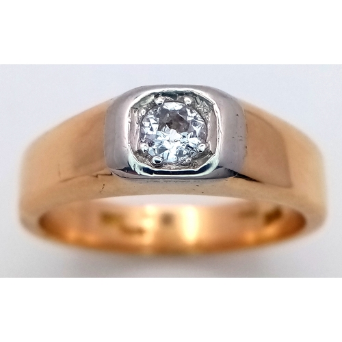 311 - AN 18K YELLOW GOLD AND PLATINUM DIAMOND RING, 0.33CT DIAMOND WEIGHT, 8.3G TOTAL WEIGHT, SIZE Q. REF:... 