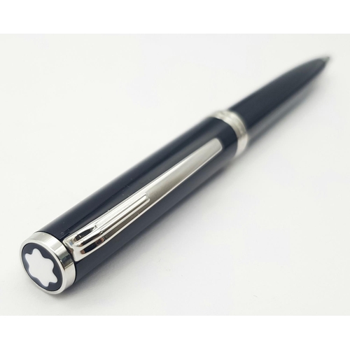 321 - A Montblanc Ball Point Pen. Black lacquered finish. 13.5cm. Good condition.