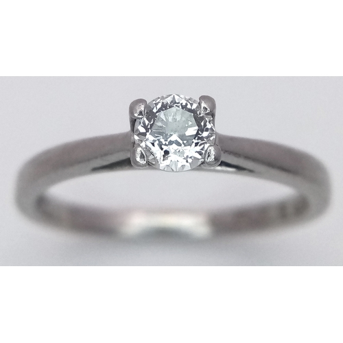 325 - A PLATINUM SINGLE STONE DIAMOND RING, 0,25CT DIAMOND WEIGHT, 3.5G TOTAL WEIGHT, SIZE J. REF: PWN3308