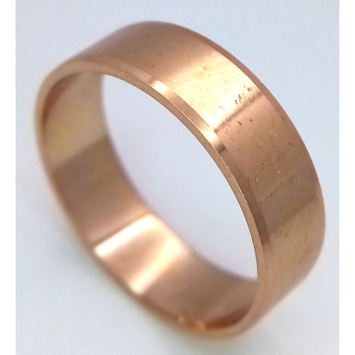 338 - A 9K Yellow Gold Band Ring. 6mm width. 4.15g