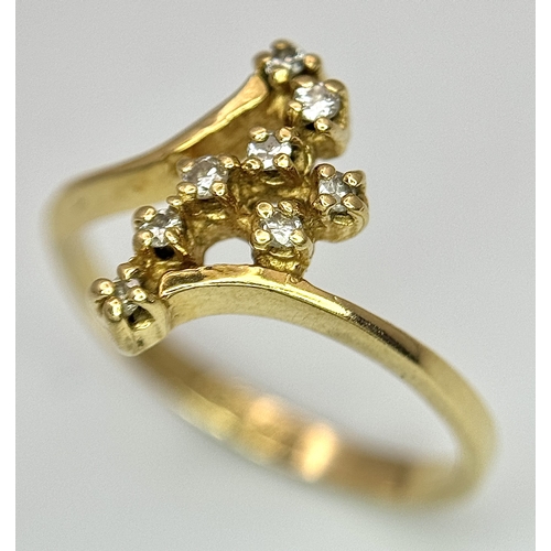 376 - AN 18K YELLOW GOLD FANCY DIAMOND SET RING 2.3G SIZE L. Ref: SC 4048