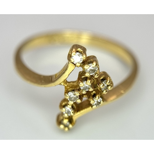 376 - AN 18K YELLOW GOLD FANCY DIAMOND SET RING 2.3G SIZE L. Ref: SC 4048