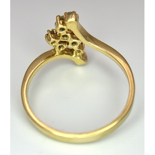 376 - AN 18K YELLOW GOLD FANCY DIAMOND SET RING 2.3G SIZE L. Ref: SC 4048