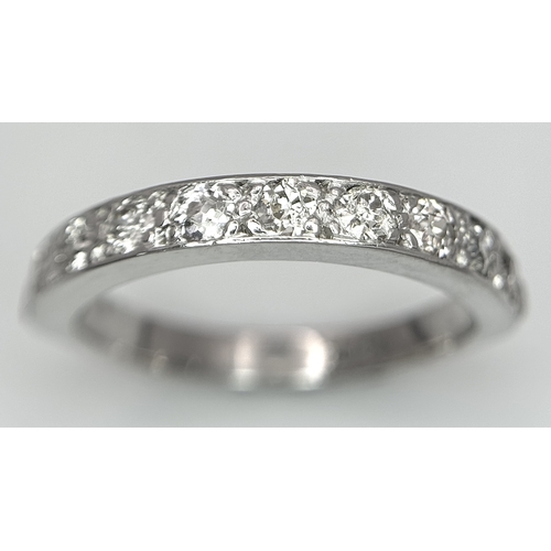 408 - AN 18K WHITE GOLD DIAMOND HALF ETERNITY RING, 0.33CT DIAMOND WEIGHT, 3.7G TOTAL WEIGHT, SIZE L. REF:... 