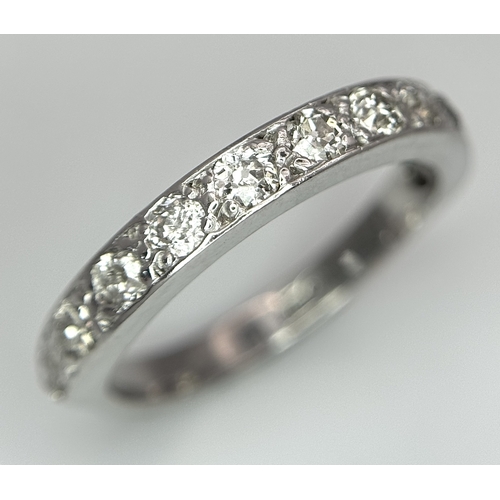 408 - AN 18K WHITE GOLD DIAMOND HALF ETERNITY RING, 0.33CT DIAMOND WEIGHT, 3.7G TOTAL WEIGHT, SIZE L. REF:... 