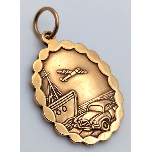 415 - A 9K YELLOW GOLD ST CHRISTOPHER PENDANT, 5.4G TOTAL WEIGHT , 32MM X 20MM . REF: PWN3319 - 3