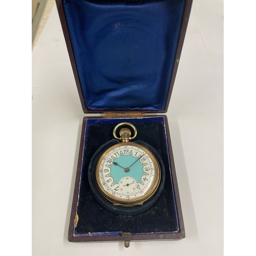 443 - A VINTAGE GENTS POCKET WATCH & BOX WORKING. REF: LU8