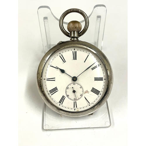 478 - AN ANTIQUE GENTS SILVER POCKET WATCH FANCY MOVEMENT, DAMAGE TO DIAL AS FOUND. REF: LU17