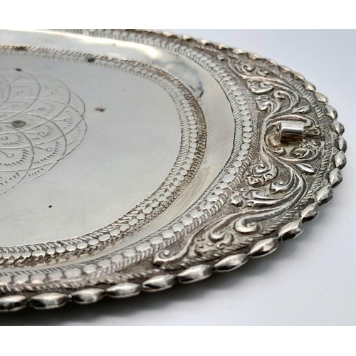 532 - A vintage pin tray with fabulous ornate engravings. Total weight 71.3G. W16.5cm X L11cm. Please see ... 