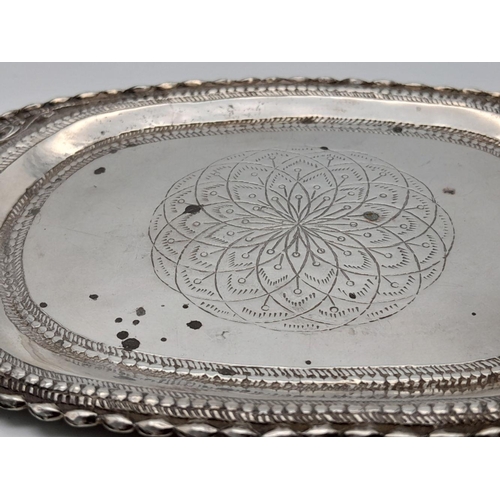 532 - A vintage pin tray with fabulous ornate engravings. Total weight 71.3G. W16.5cm X L11cm. Please see ... 