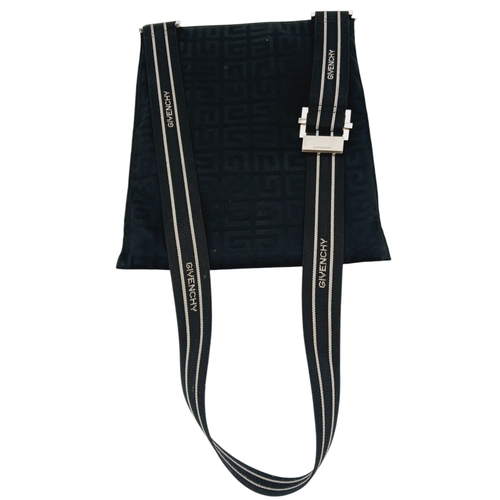 611 - A Givenchy Black Canvas Crossbody Bag. Black canvas exterior with silver-toned hardware, featuring a... 