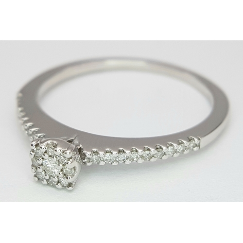 642 - A 9K WHITE GOLD DIAMOND RING 0.15CT, 2.2G TOTAL WEIGHT, SIZE P. Ref: 9256