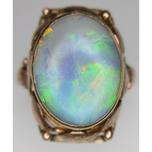 1760 - An Antique Arts and Crafts Style (Possibly Sibyl Dunlop) 15K Rose Gold and Natural Black Opal Caboch... 