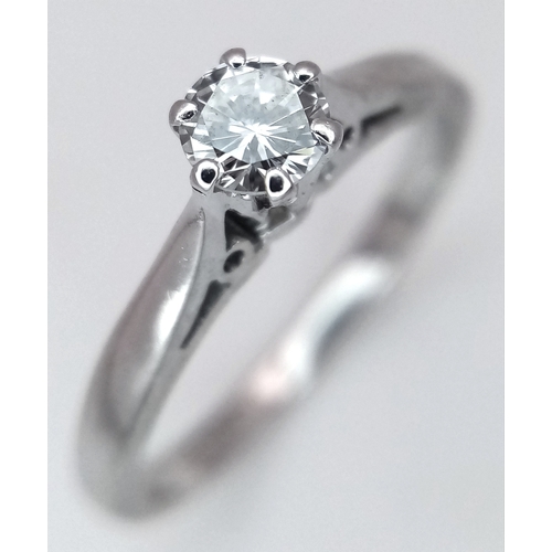 127 - AN 18K WHITE GOLD DIAMOND SOLITAIRE RING 0.20CT , 2.1G TOTAL WEIGHT, SIZE I. REF: A/S 1230