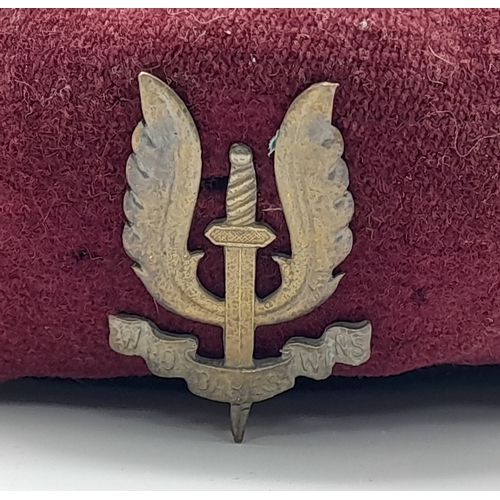 187 - A Circa 1942-1946 Belgian 1st S.A.S Parachute Regiment Beret and Badge.