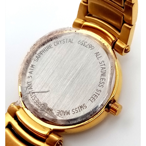 205 - AN ORIGINAL KUTCHINSKY GOLD TONE BRACELET WATCH, 667.359 WITH DATE FUNCTION FULL WORKING ORDER WITH ... 