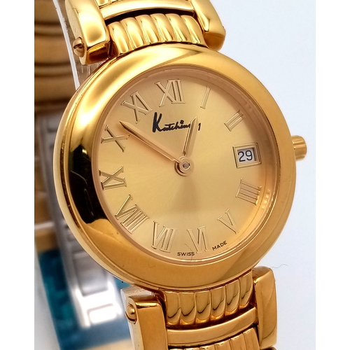 205 - AN ORIGINAL KUTCHINSKY GOLD TONE BRACELET WATCH, 667.359 WITH DATE FUNCTION FULL WORKING ORDER WITH ... 