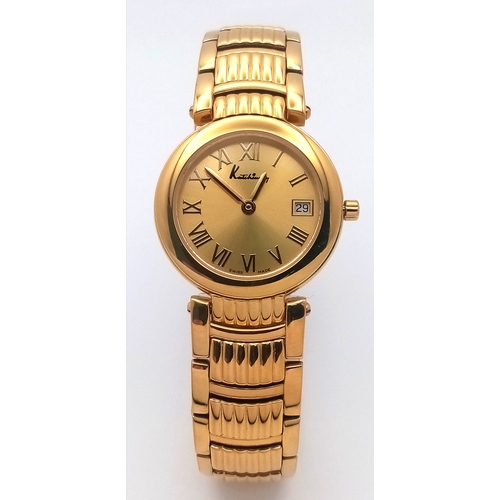 205 - AN ORIGINAL KUTCHINSKY GOLD TONE BRACELET WATCH, 667.359 WITH DATE FUNCTION FULL WORKING ORDER WITH ... 