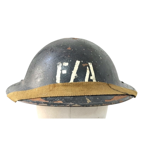 229 - A WW2 British Mk II C (3 holes in rim) Home Front Helmet with the stencilled letters “F/A” maybe Fir... 