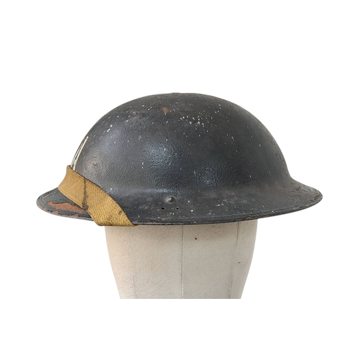 229 - A WW2 British Mk II C (3 holes in rim) Home Front Helmet with the stencilled letters “F/A” maybe Fir... 