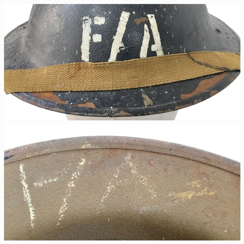 229 - A WW2 British Mk II C (3 holes in rim) Home Front Helmet with the stencilled letters “F/A” maybe Fir... 