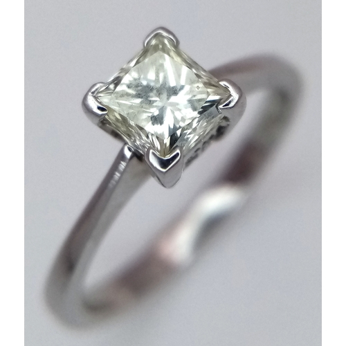 92 - AN 18K WHITE GOLD DIAMOND SOLITAIRE RING 0.55CT, 2.7G TOTAL WEIGHT, SIZE K. REF: LIAM 5006