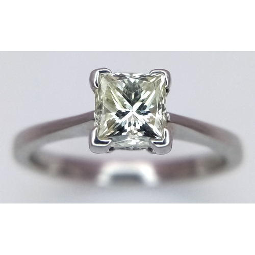 92 - AN 18K WHITE GOLD DIAMOND SOLITAIRE RING 0.55CT, 2.7G TOTAL WEIGHT, SIZE K. REF: LIAM 5006