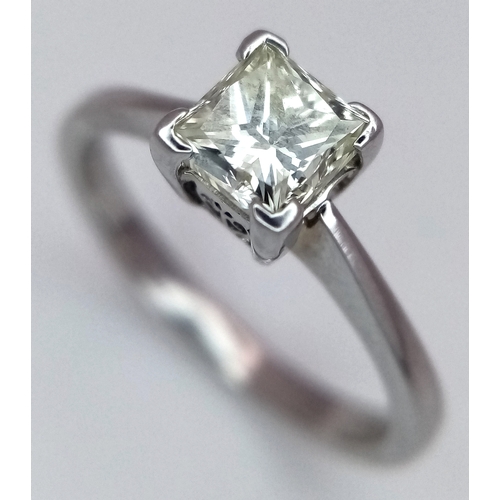 92 - AN 18K WHITE GOLD DIAMOND SOLITAIRE RING 0.55CT, 2.7G TOTAL WEIGHT, SIZE K. REF: LIAM 5006