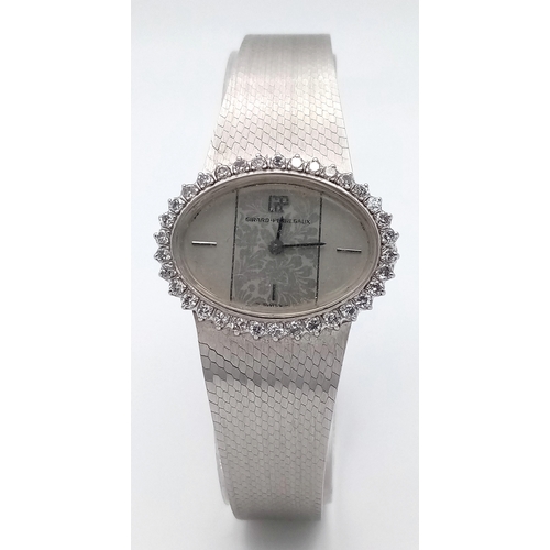 99 - A GIRARD PERREGAUX DIAMOND SET MANUAL WIND BRACELET WATCH. FULL WORKING ORDER AF 60% SILVER. REF: TA... 