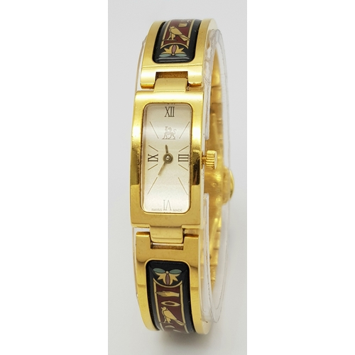 164 - A rare and beautiful FREY WILLE lavishly gold-plated watch in the fashion of Egyptian Revival. Case:... 