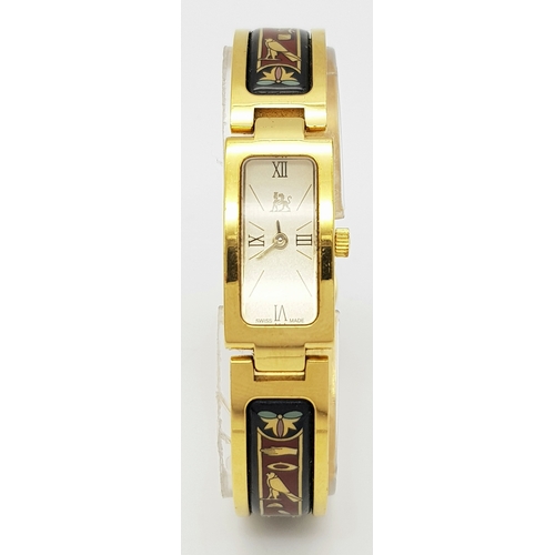 164 - A rare and beautiful FREY WILLE lavishly gold-plated watch in the fashion of Egyptian Revival. Case:... 