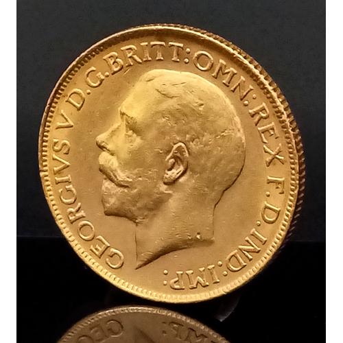 181 - A 1918 GEORGE V PERTH FULL SOVEREIGN COIN. 22K GOLD.
EF. C-5004.